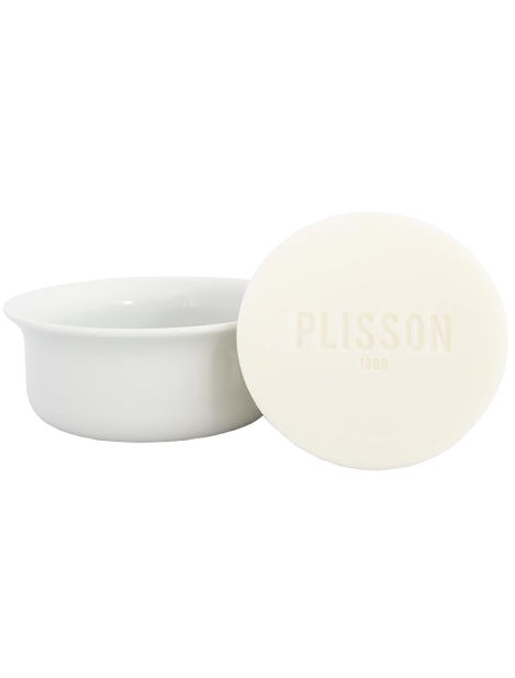 Plisson Tazza Per Rasatura In Porcellana Bianca Di Limoges Con Sapone 100 G 