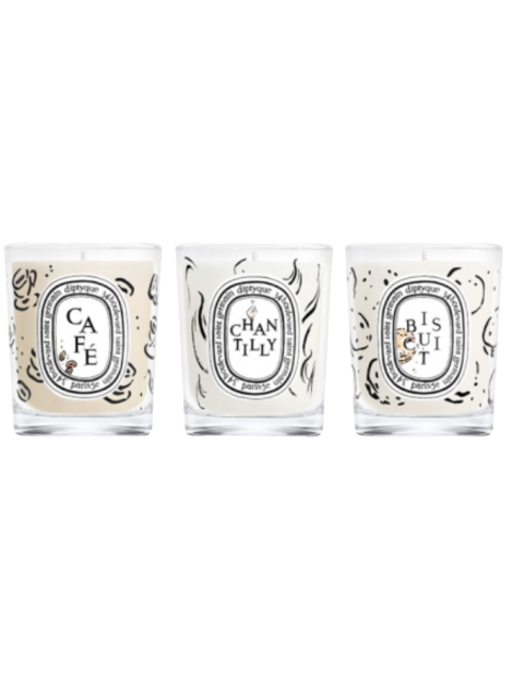 Diptyque Cofanetto Cafè Verlet Collection 3 X 70 Gr Candela Profumata Biscuit + Candela Profumata Caffè + Candela Profumata Chantilly