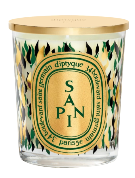 Diptyque Sapin Scented Candle – Candella Profumata Modello Classico Con Coperchio Dorato 190 G