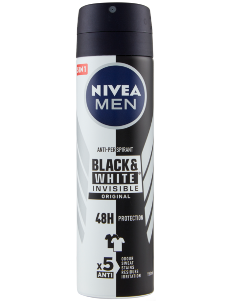 Nivea Men Black & White Invisible Original Deodorante Spray 150 Ml