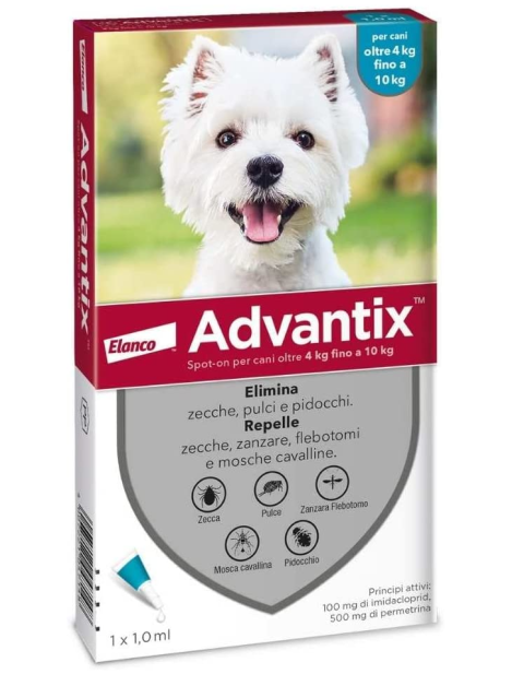 Advantix Spot-On Cani Da 4 A 10 Kg 4 Pipette Monodose
