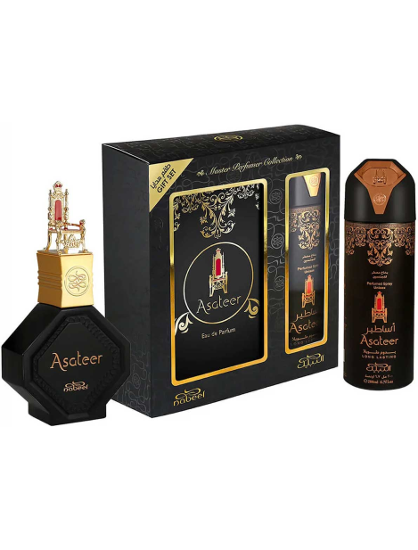 Nabeel Cofanetto Master Perfumer Collection Asateer Unisex – Eau De Parfum 100 Ml + Spray Corpo 200 Ml