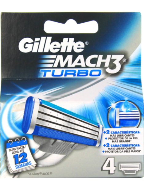 Gillette Mach3 Turbo Lame Di Ricambio - 4Pz