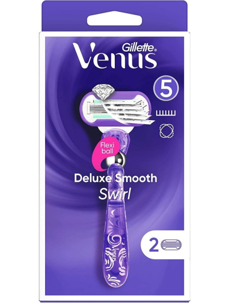 Gillette Venus Deluxe Smooth Swirl Rasoio + 2 Ricariche