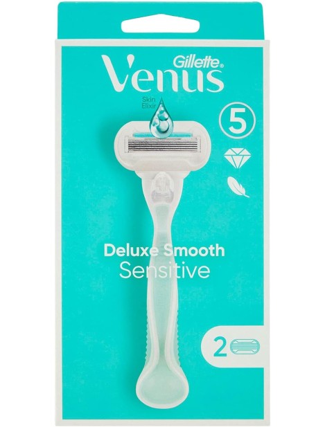 Gillette Venus Deluxe Smooth Sensitive Rasoio + 2 Lame Di Ricambio