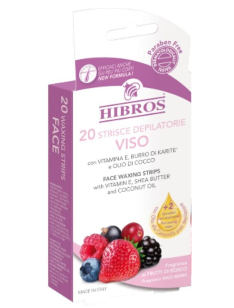 Hibros Strisce Depilatorie Viso Ai Frutti Di Bosco - 20 Strisce