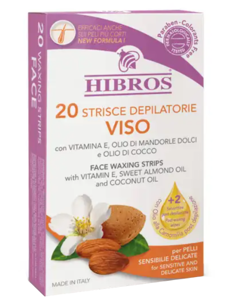 Hibros Strisce Depilatorie Viso Pelli Sensibili E Delicate - 20 Strisce