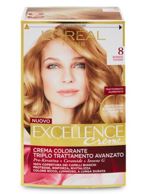 L'oréal Excellence Crema Colorante Triplo Trattamento Avanzato - 8 Biondo Chiaro