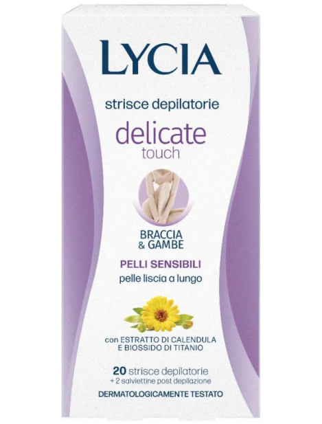 Lycia Strisce Depilatorie Delicate Touch Braccia E Gambe Pelli Sensibili 20 Strisce Depilatorie