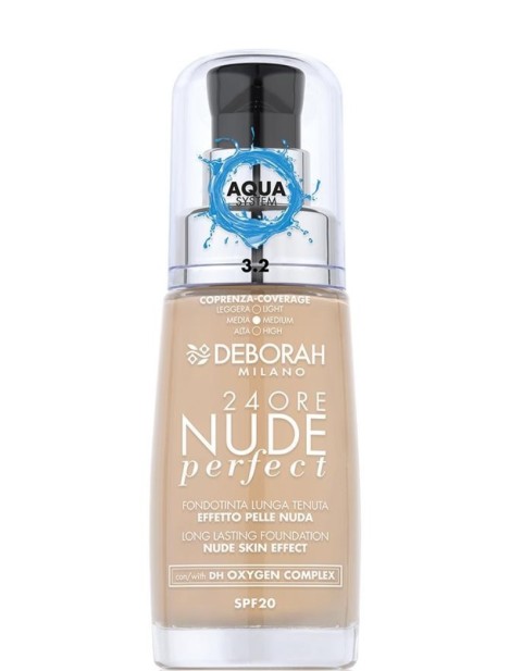 Deborah 24 Ore Nude Perfect Fondotinta Lunga Tenuta Spf20 - 3.2 Hazelnut