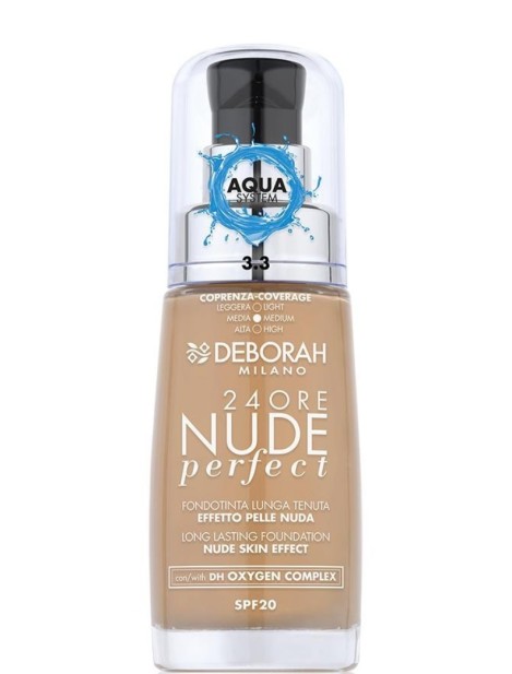 Deborah 24 Ore Nude Perfect Fondotinta Lunga Tenuta Spf20 - 3.3 Gold