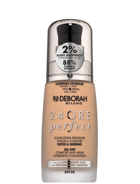 Deborah 24Ore Perfect Fondotinta Idratante Con Acido Ialuronico - 3 Caramel Beige