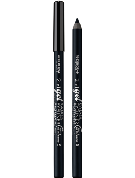 Deborah 2 In 1 Gel Kajal & Eyeliner Matita Occhi Dura Più Di 1 Giorno - 01 Black