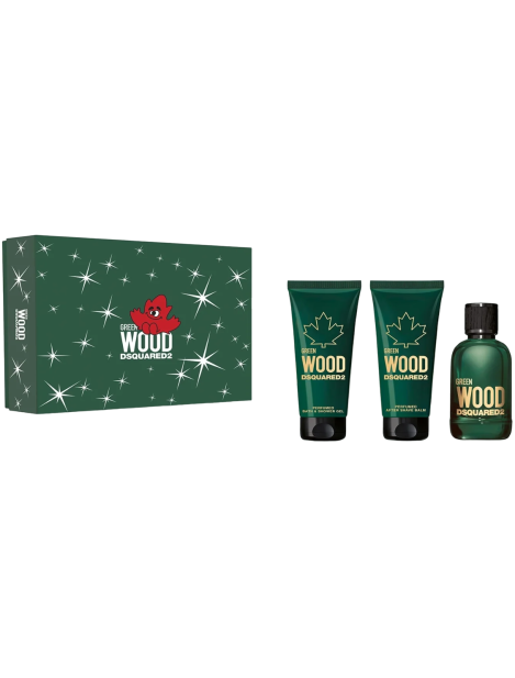 Dsquared2 Cofanetto Green Wood Eau De Toilette Uomo 50 Ml + Shower Gel 100 Ml + After Shave Balm 100 Ml
