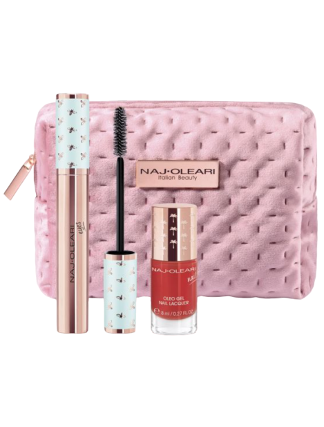 Naj Oleari Cofanetto Classy Kit Wear The Volume Mascara + Oleo Gel Nail Lacquer Smalto + Pochette