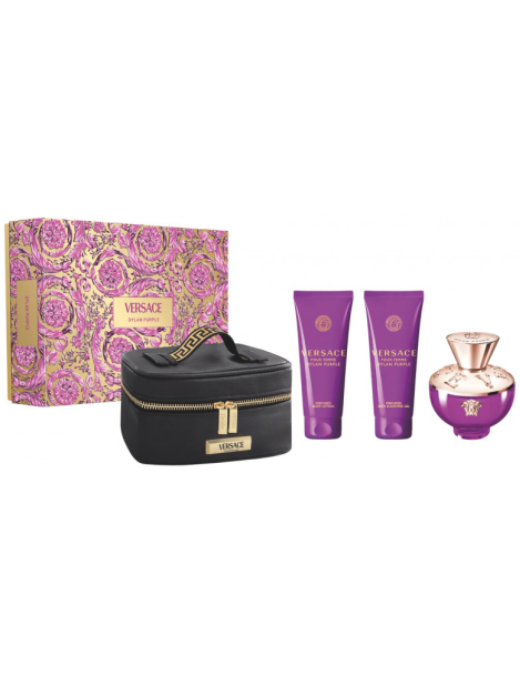 Versace Cofanetto Dylan Purple Eau De Parfum Donna 100 Ml + Shower Gel 100Ml + Body Lotion 100 Ml + Pochette