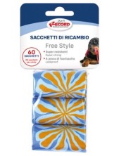 Record Free Style Sacchetti Igienici Di Ricambio Azzurro 3 Rotoli - 60 Sacchetti | 27 X 30 Cm