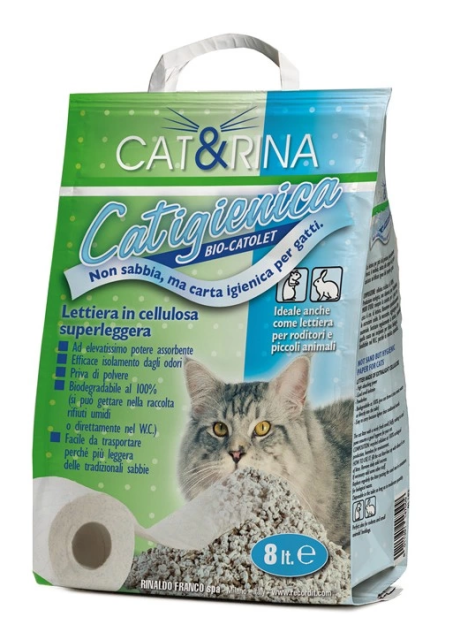 Cat&Rina Catigienica Lettiera Per Gatti In Carta Riciclata 8 L