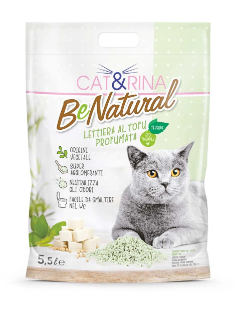 Cat&Rina Benatural Lettiera Al Tofu Profumata Tè Verde Per Gatti 5,5 L