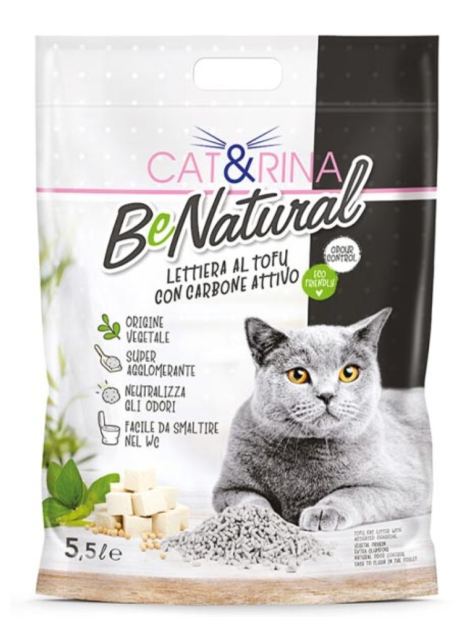 Cat&Rina Benatural Lettiera Al Tofu Con Carbone Attivo Per Gatti 5,5 L