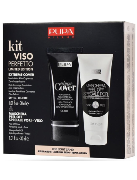 Pupa Kit Viso Perfetto Extreme Cover & Maschera Peel Off Speciale Pori Viso - 030 Light Sand