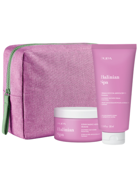 Pupa Balinian Spa 1 Scrub Salino + Crema Doccia Addolcente Idratante + Pochette