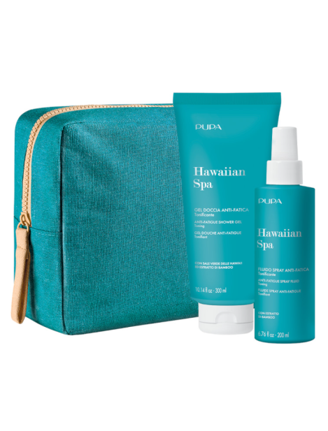 Pupa Hawaiian Spa 2 Gel Doccia Anti-Fatica + Fluido Spray Anti-Fatica + Pochette