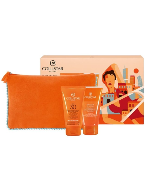 Collistar Cofanetto Crema Abbronzante Viso E Corpo Spf30 200 Ml + Shampoo Doccia 150 Ml + Pochette