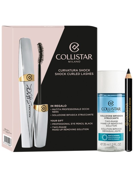 Collistar Cofanetto Mascara Shock Nero + Matita Professionale Occhi Nera + Soluzione Bifasica Struccante