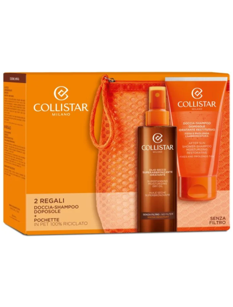 Collistar Cofanetto Olio Secco Superabbronzante Idratante 200 Ml + Doccia Shampoo Doposole Idratante Restitutivo 150 Ml