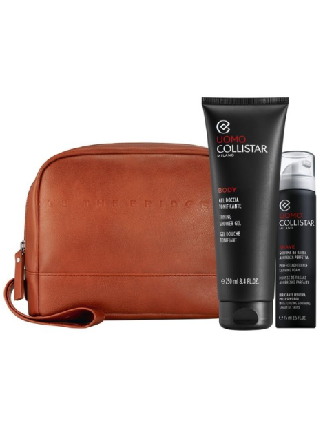 Collistar Cofanetto Gel Doccia Tonificante Uomo 250 Ml + Schiuma Da Barba Aderenza Perfetta 75 Ml + Travel Bag The Bridge