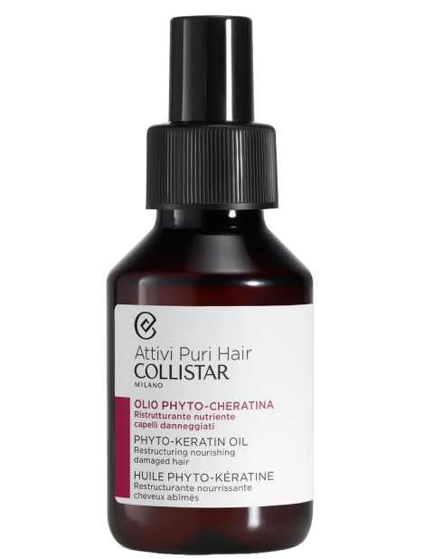 Collistar Attivi Puri Hair Olio Phyto-Cheratina Ristrutturante Nutriente Per Capelli Danneggiati E Sfibrati 100 Ml