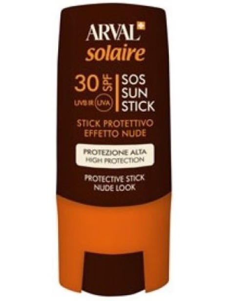 Arval Solaire Sos Sun Stick Stick Protettivo Effetto Nude Spf 30 Solare Protezione Alta 9 Ml