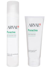 Arval Cofanetto Puractiva Bio Balancing Cream Crema Seboequilibrante Rigenerante 50 Ml + Purifying Cream Maschera Purificante Seboequilibrante 30 Ml