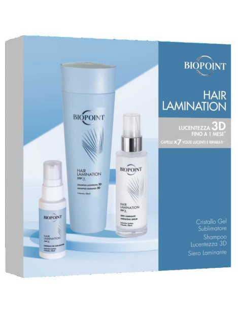 Biopoint Cofanetto Hair Lamination – Cristallo Gel Sublimatore 20 Ml + Siero Laminante 50 Ml + Shampoo Lucentezza 200 Ml