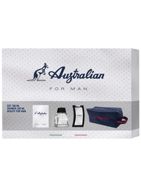 Australian Cofanetto Australian Bianco Eau De Toilette 100Ml + Shower Gel 250Ml + Borsello Uomo - 3Pz