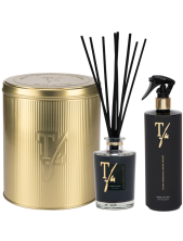 Teatro Fragranze Uniche Cofanetto Gold Tin Box Nero Divino 250 Ml Con Bastoncini + Pistola Spray 500 Ml