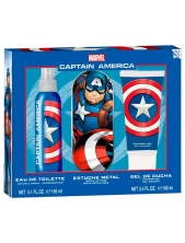 Marvel Cofanetto Bambini Captain America Eau De Toilette 100ml + Shower Gel 100 Ml + Astuccio Metal