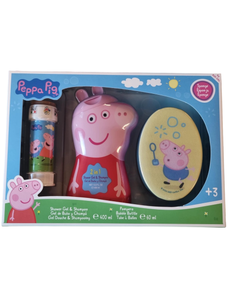 Peppa Pig Cofanetto Shower Gel & Shampoo 2D 400 Ml + Sponge + Bubbles