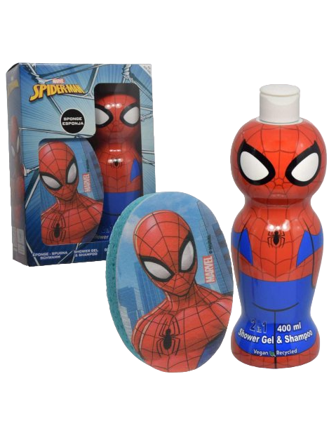 Marvel Cofanetto Spiderman Bagno Doccia E Shampoo 400 Ml + Spugna Da Bagno
