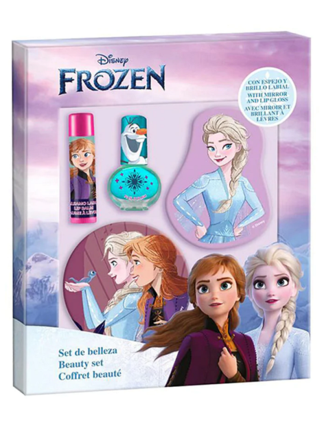 Disney Frozen Cofanetto Set Di Belleza Burrocacao + Lucidalabbra + Smalto + Specchio