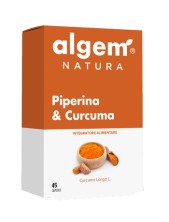 Algem Natura Piperina & Curcuma Integratore Alimentare Funzione Digestive 45 Capsule