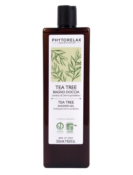 Phytorelax Tea Tree Vegan Organic - Bagno Doccia - Lenitivo Dermoprotettivo Rinfrescante - 500 Ml